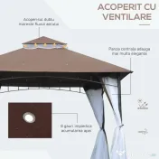 Outsunny Foisor de Gradina cu Acoperis Plasa de Tantari 2 Nivele din Poliester 
