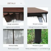 Outsunny Foisor de Gradina cu Acoperis Plasa de Tantari 2 Nivele din Poliester 