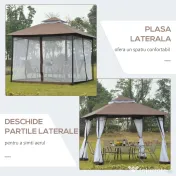 Outsunny Foisor de Gradina cu Acoperis Plasa de Tantari 2 Nivele din Poliester 
