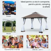 Outsunny Foisor de Gradina cu Acoperis Plasa de Tantari 2 Nivele din Poliester 
