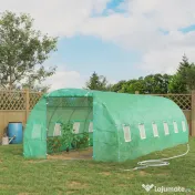 Outsunny Sera Gradina 8×3×2 m, Verde, PE & Cadru din Otel 