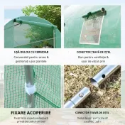Outsunny Sera Gradina 8×3×2 m, Verde, PE & Cadru din Otel 
