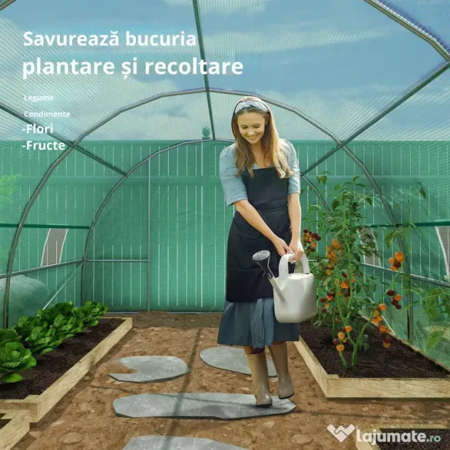 Outsunny Sera pentru Culturi, Structură din Oțel Rezistent, Spațioasă 8x3x2m, Ideală pentru Grădinărit, Verde | Aosom Romania