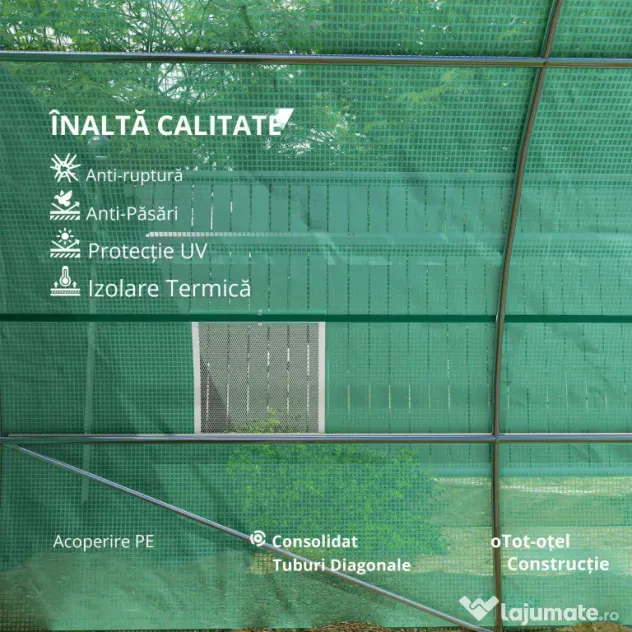 Outsunny Sera pentru Culturi, Structură din Oțel Rezistent, Spațioasă 8x3x2m, Ideală pentru Grădinărit, Verde | Aosom Romania