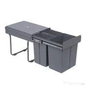 Homcom Cos Gunoi Ecologic 40L – 3 Compartimente Separate, Gri | Aosom Romania