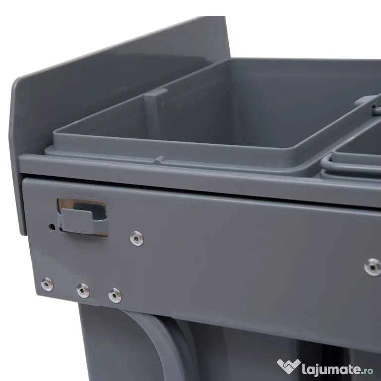 Homcom Cos Gunoi Ecologic 40L – 3 Compartimente Separate, Gri | Aosom Romania