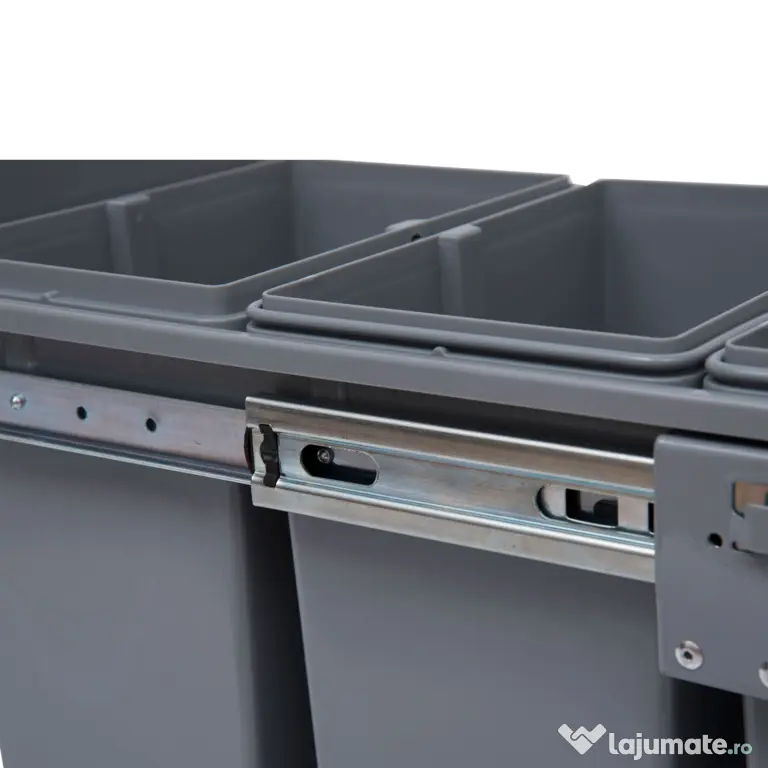 Homcom Cos Gunoi Ecologic 40L – 3 Compartimente Separate, Gri | Aosom Romania