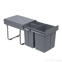 Homcom Cos Gunoi Ecologic 40L – 3 Compartimente Separate, Gri