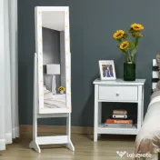 Dulap cu oglinda HOMCOM, pentru bijuterii, spatiu mare de stocare, MDF 36x30x136cm | Aosom RO 