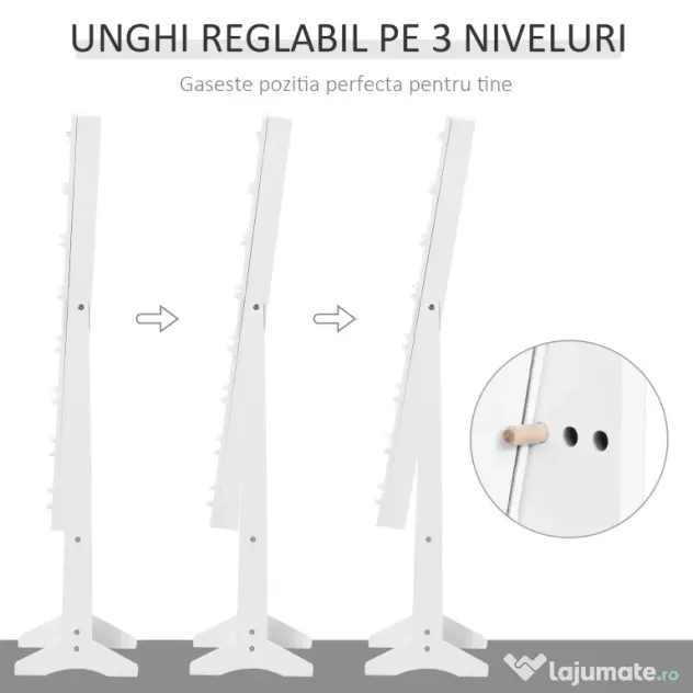 Dulap cu oglinda HOMCOM, pentru bijuterii, spatiu mare de stocare, MDF 36x30x136cm | Aosom RO