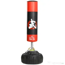 HOMCOM Sac de Box Profesional cu Ventuză, Antrenament de Box, Kickboxing, 180 cm, Negru și Roșu | Aosom Romania