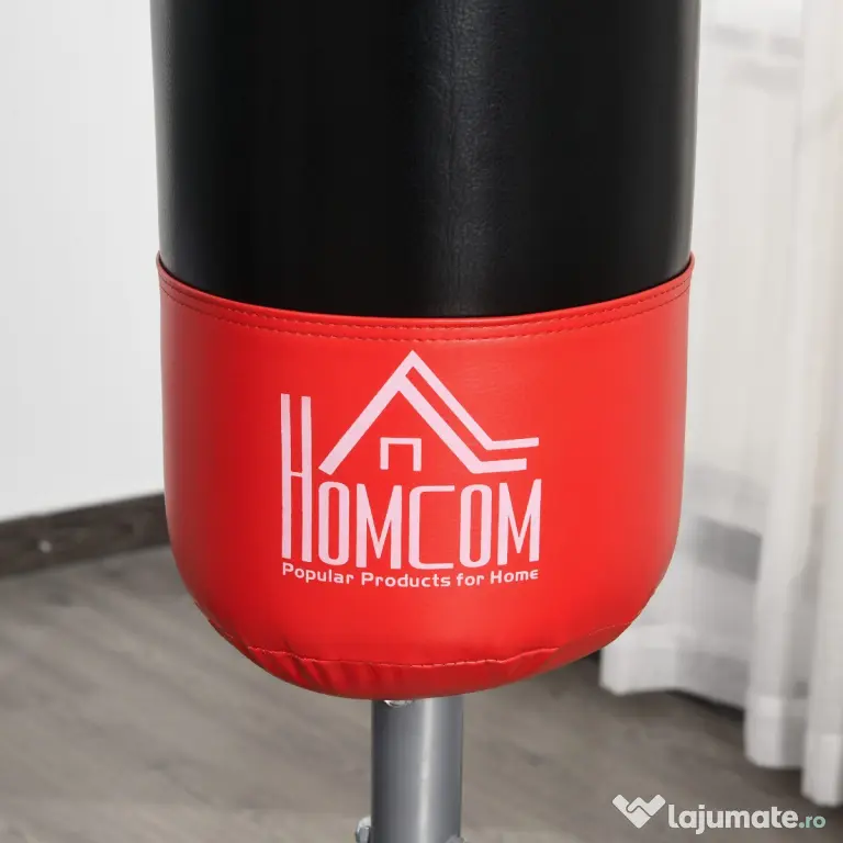HOMCOM Sac de Box Profesional cu Ventuză, Antrenament de Box, Kickboxing, 180 cm, Negru și Roșu | Aosom Romania