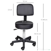 Scaun de Birou HOMCOM Rotativ, Ergonomic, Înălțime Ajustabilă, Piele Sintetică, 35x42-54cm, Negru | Aosom Romania