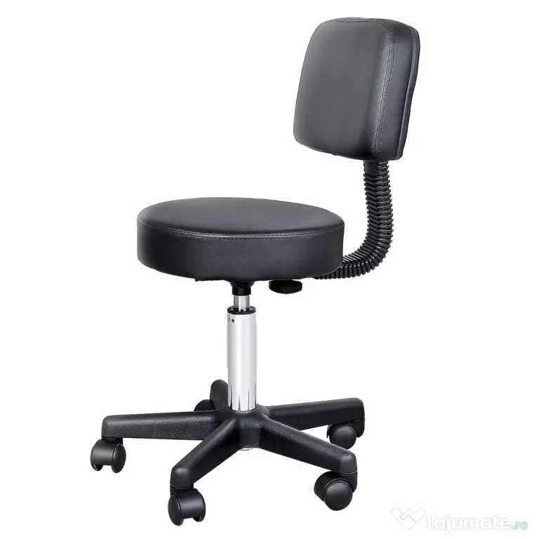 Scaun de Birou HOMCOM Rotativ, Ergonomic, Înălțime Ajustabilă, Piele Sintetică, 35x42-54cm, Negru | Aosom Romania