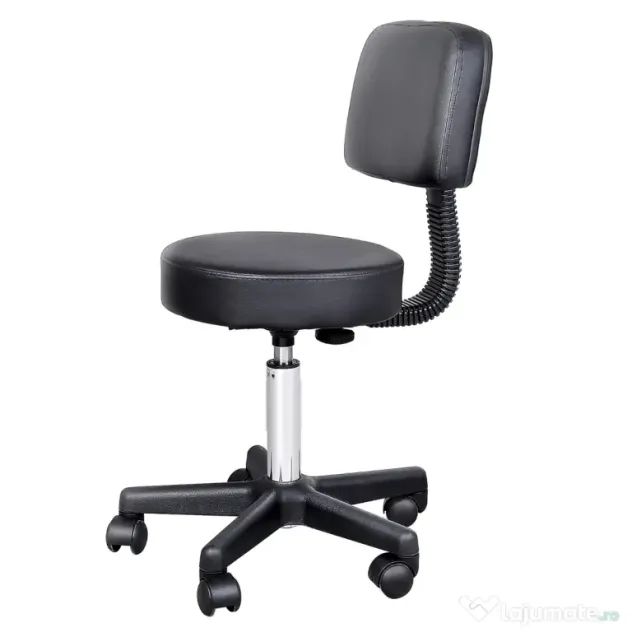 Scaun de Birou HOMCOM Rotativ, Ergonomic, Înălțime Ajustabilă, Piele Sintetică, 35x42-54cm, Negru | Aosom Romania