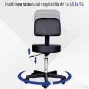 Scaun de Birou HOMCOM Rotativ, Ergonomic, Înălțime Ajustabilă, Piele Sintetică, 35x42-54cm, Negru | Aosom Romania