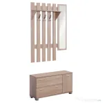 Homcom Set Hol 3 Piese – Dulap Pantofi, Cuier cu Oglinda, Design Lemn