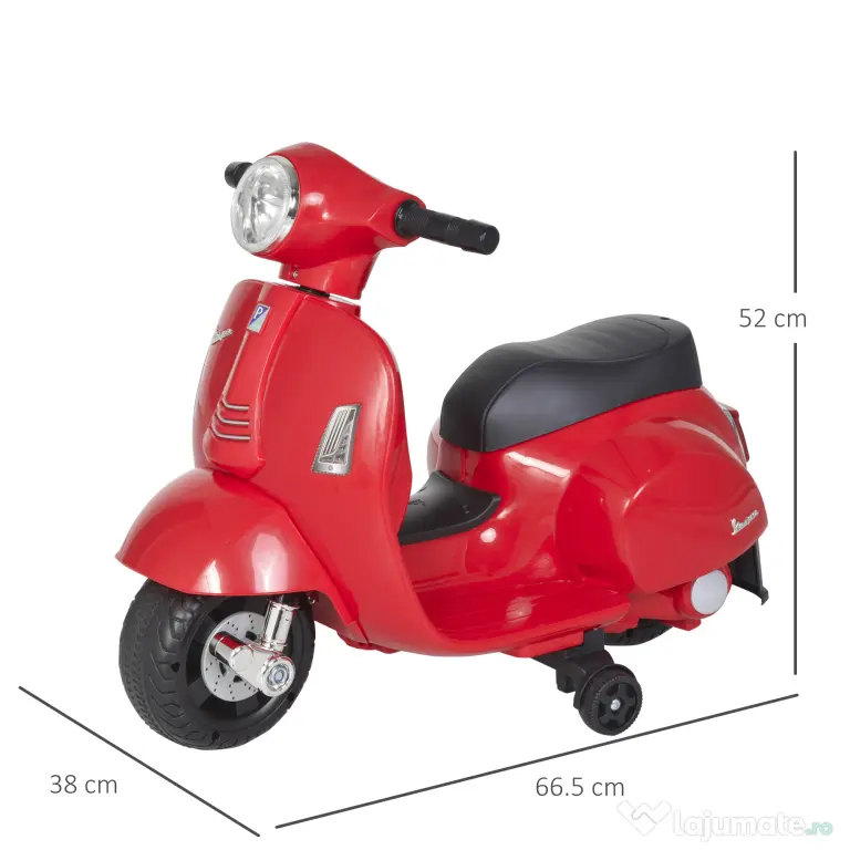 Motocicleta pentru Copii HOMCOM Brand Vespa 6V, 18-36 luni | Aosom Romania
