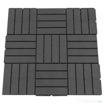 Outsunny Set 9 Caramizi de Cuplat pentru Terasa 30x30x2cm, 0.81 mq, Negru