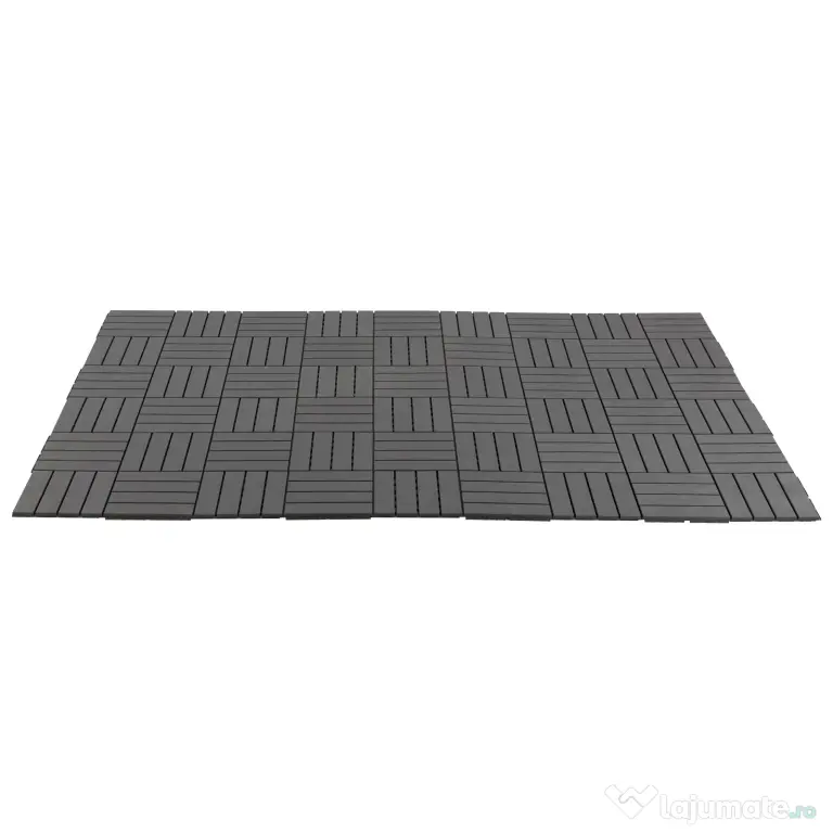 Outsunny Set 9 Caramizi de Cuplat pentru Terasa 30x30x2cm, 0.81 mq, Negru