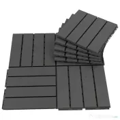 Outsunny Set 9 Caramizi de Cuplat pentru Terasa 30x30x2cm, 0.81 mq, Negru 