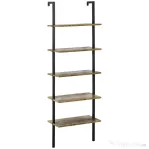 Biblioteca cu scari in stil industrial, cu 5 niveluri, montare pe perete din lemn si metal, 60x30x184,5cm maro HOMCOM | Aosom Romania