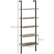 Homcom Biblioteca Industriala cu Scara – 5 Niveluri 60×30×184,5 cm