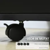 HOMCOM Suport de imprimantă organizator birou dulap ușă 3 nișe + blat mare panouri particule negru