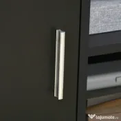 HOMCOM Suport de imprimantă organizator birou dulap ușă 3 nișe + blat mare panouri particule negru