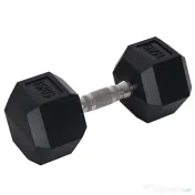HOMCOM Ganteră Hexagonală de 15 kg, cu Prindere Antiderapanta, Greutate pentru Brațe din Oțel și Cauciuc, Ø15.5x33.6 cm, Negru | Aosom Romania 