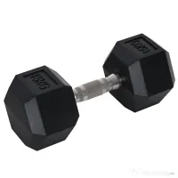 HOMCOM Ganteră Hexagonală de 15 kg, cu Prindere Antiderapanta, Greutate pentru Brațe din Oțel și Cauciuc, Ø15.5x33.6 cm, Negru | Aosom Romania 