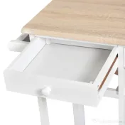 Masa pliabila cu 2 scaune si 4 roti, set masa cu 2 scaune 83,5x74x83cm alb si lemn HOMCOM | Aosom Romania 