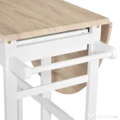 Masa pliabila cu 2 scaune si 4 roti, set masa cu 2 scaune 83,5x74x83cm alb si lemn HOMCOM | Aosom Romania 