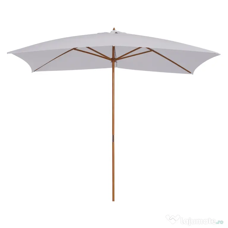 Outsunny Umbrelă de Grădină 2x3m Parasolar Impermeabil din Lemn Lacuit cu Copertină Detașabilă Alb | Aosom Romania