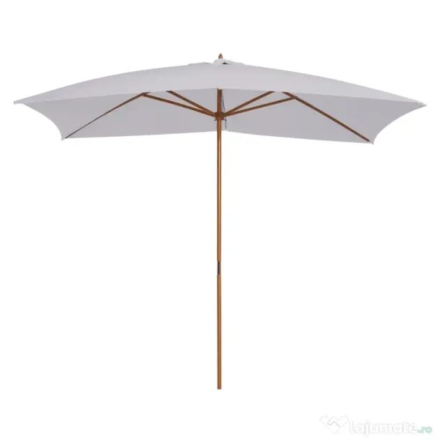 Outsunny Umbrelă de Grădină 2x3m Parasolar Impermeabil din Lemn Lacuit cu Copertină Detașabilă Alb | Aosom Romania