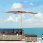 Outsunny Umbrelă de Grădină 2x3m Parasolar Impermeabil din Lemn Lacuit cu Copertină Detașabilă Alb | Aosom Romania 