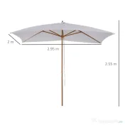 Outsunny Umbrelă de Grădină 2x3m Parasolar Impermeabil din Lemn Lacuit cu Copertină Detașabilă Alb | Aosom Romania 