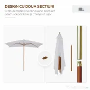 Outsunny Umbrelă de Grădină 2x3m Parasolar Impermeabil din Lemn Lacuit cu Copertină Detașabilă Alb | Aosom Romania 