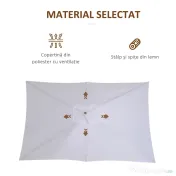 Outsunny Umbrelă de Grădină 2x3m Parasolar Impermeabil din Lemn Lacuit cu Copertină Detașabilă Alb | Aosom Romania 