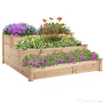 Rafturi Outsunny pentru plante de Gradina cu 3 nivele din lemn | Aosom Romania