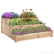 Rafturi Outsunny pentru plante de Gradina cu 3 nivele din lemn | Aosom Romania 