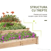 Rafturi Outsunny pentru plante de Gradina cu 3 nivele din lemn | Aosom Romania 