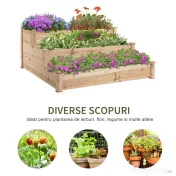 Rafturi Outsunny pentru plante de Gradina cu 3 nivele din lemn | Aosom Romania 
