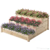 Rafturi Outsunny pentru plante de Gradina cu 3 nivele din lemn | Aosom Romania 
