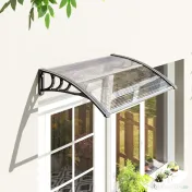 Outsunny Copertină de Exterior pentru Uși și Ferestre 75x100 cm, Protecție Solară și împotriva Ploii, cu Suport din Aluminiu, Transparentă | Aosom Romania 