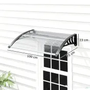 Outsunny Copertină de Exterior pentru Uși și Ferestre 75x100 cm, Protecție Solară și împotriva Ploii, cu Suport din Aluminiu, Transparentă | Aosom Romania 
