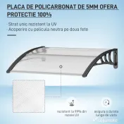 Outsunny Copertină de Exterior pentru Uși și Ferestre 75x100 cm, Protecție Solară și împotriva Ploii, cu Suport din Aluminiu, Transparentă | Aosom Romania 