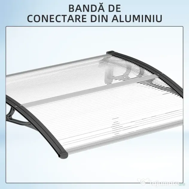 Outsunny Copertină de Exterior pentru Uși și Ferestre 75x100 cm, Protecție Solară și împotriva Ploii, cu Suport din Aluminiu, Transparentă | Aosom Romania