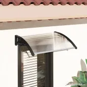 Outsunny Copertină de Exterior pentru Uși și Ferestre 75x100 cm, Protecție Solară și împotriva Ploii, cu Suport din Aluminiu, Transparentă | Aosom Romania 