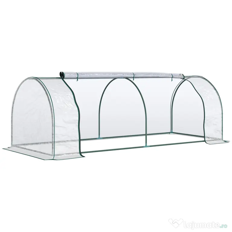Outsunny Sera de gradina, cadru din otel, PVC, Verde si transparent 250x100x80cm | Aosom Romania